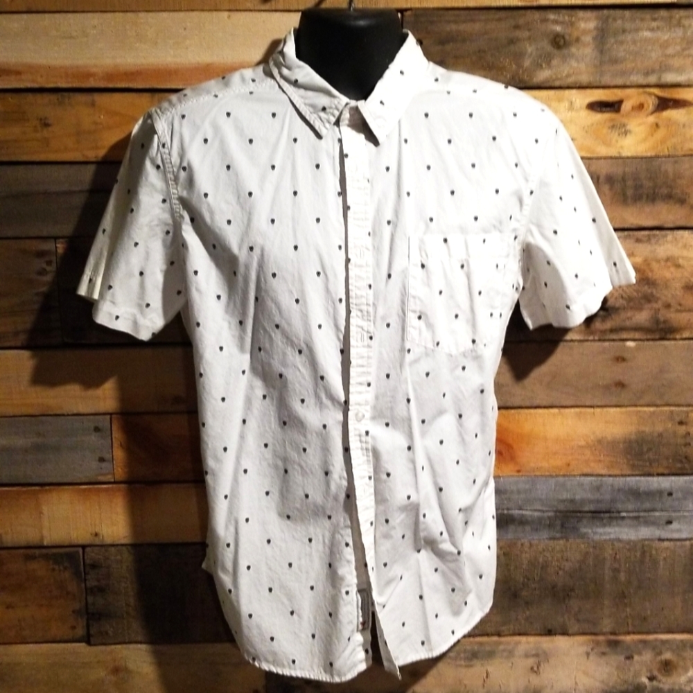 Cactus S/S white button up skull print pattern L
